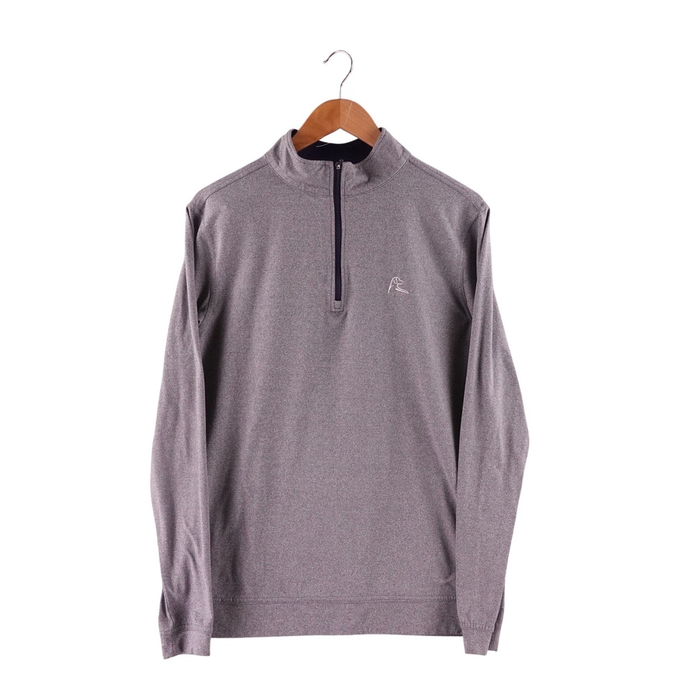 Rhoback Mens Small Performance Quarter Zip Pullover Heather Gray Long Sleeve